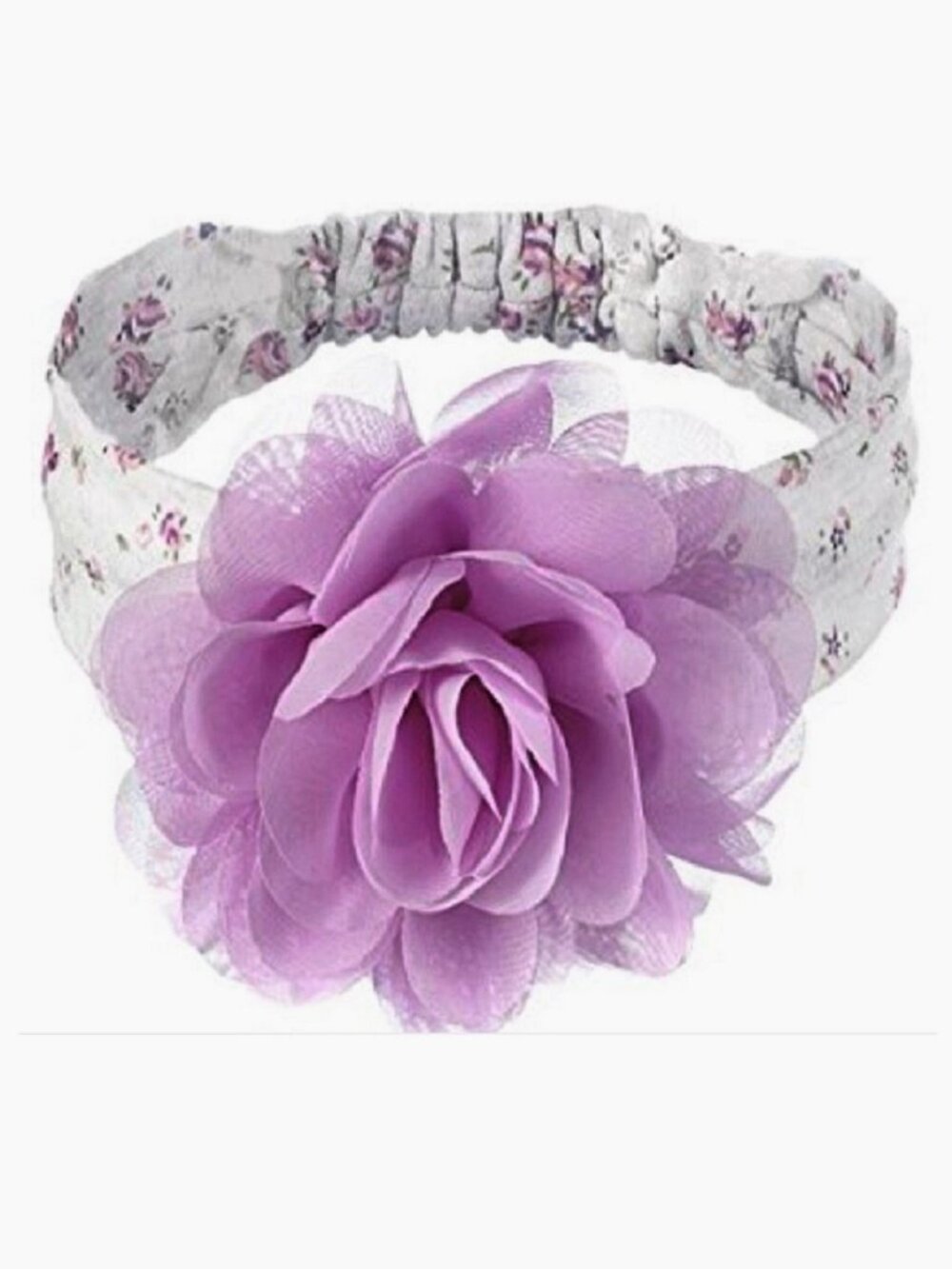 Sweet Roses Infant Child Baby Headband with Lilac Chiffon Flower 0 - 12 Months